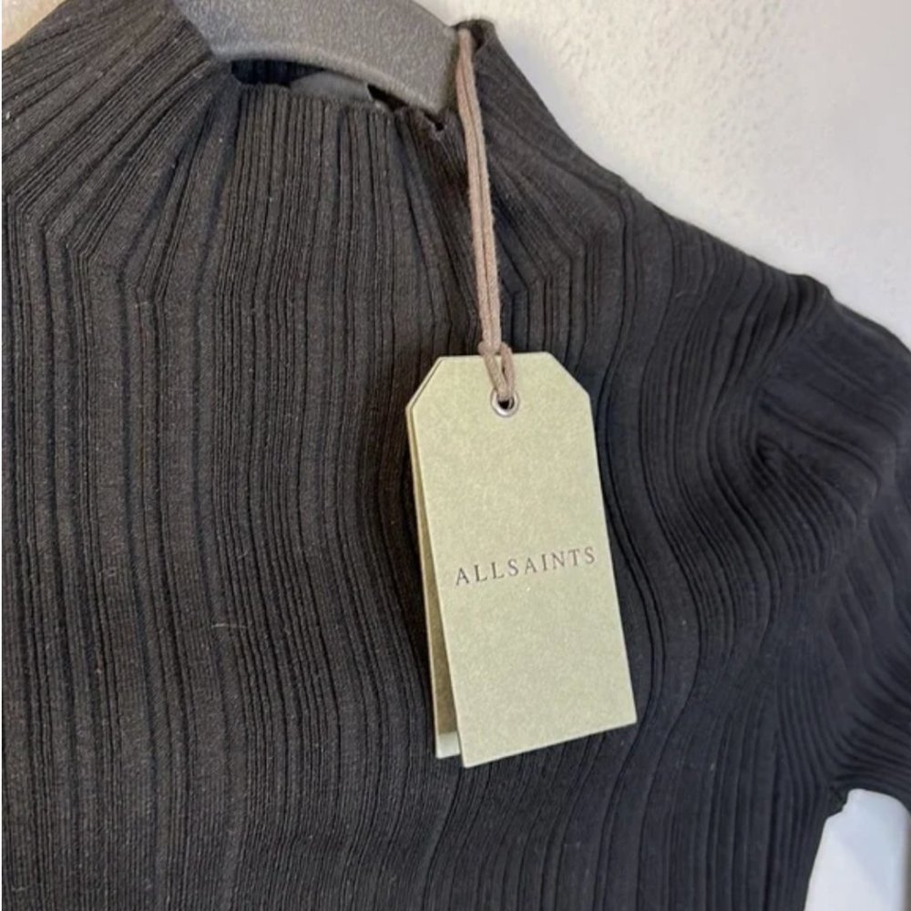 SOLD NWT All Saints Mock Neck Karla Leo Cropped Sweater | Black | XS - Picture 4 of 8